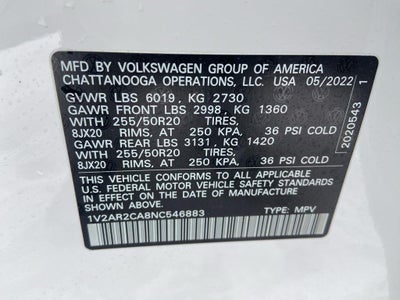 2022 Volkswagen Atlas 3.6L V6 SEL R-Line