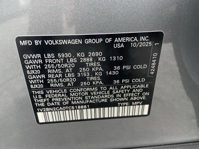 2026 Volkswagen Atlas 2.0T SEL