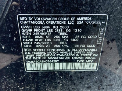 2022 Volkswagen Atlas 2.0T SE